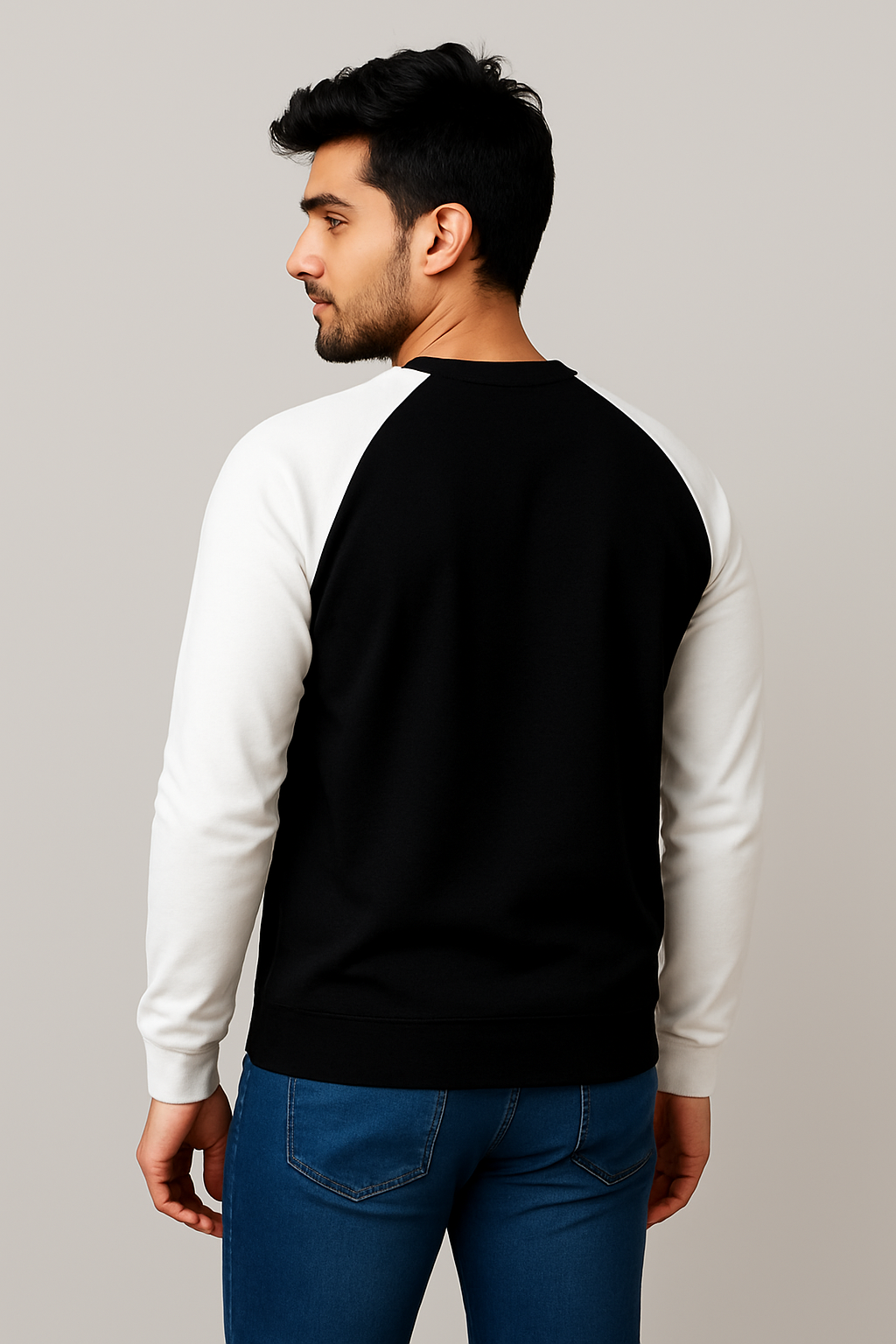 Classic White Black Unisex Raglan T-Shirt 2