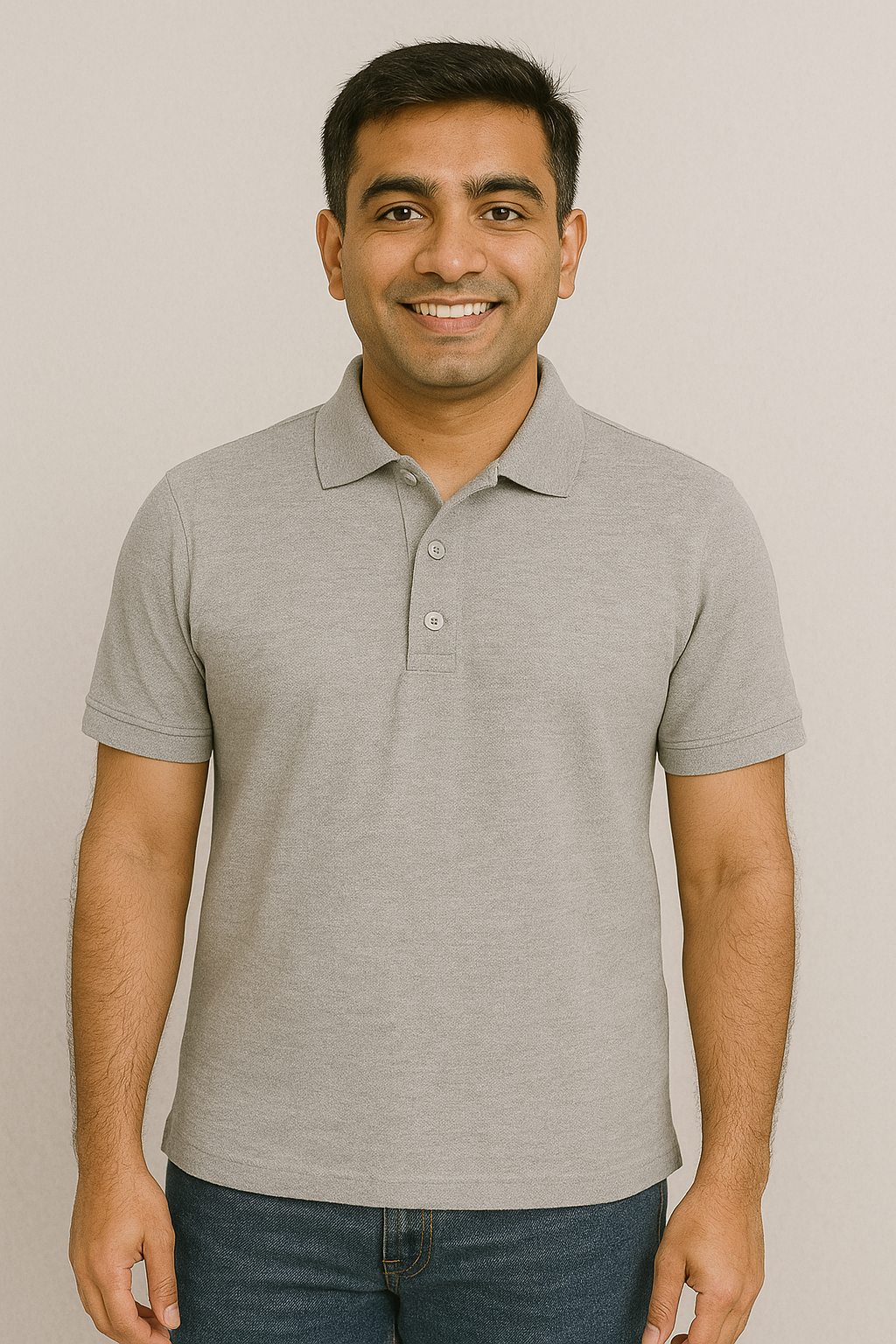 Men's Polo T Shirt Grey Melange