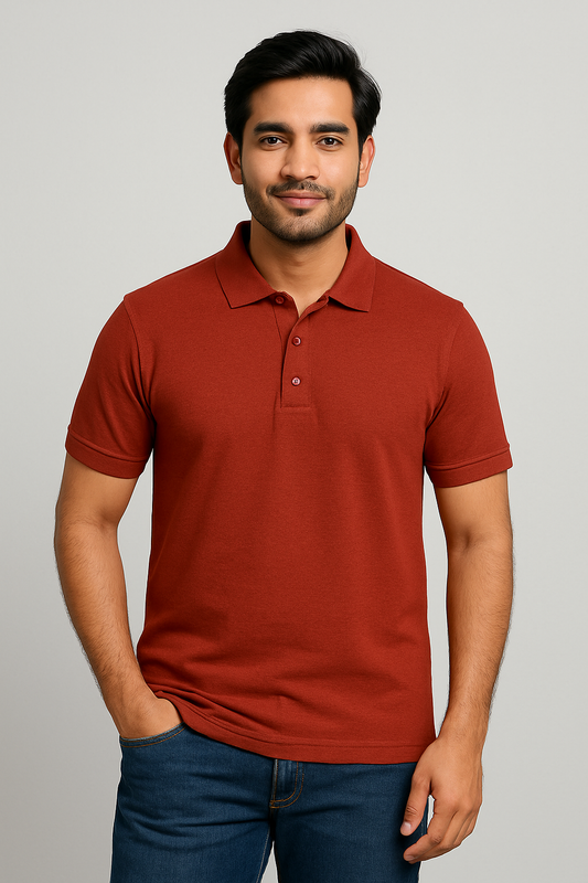 Men's Polo T Shirt Brick Red