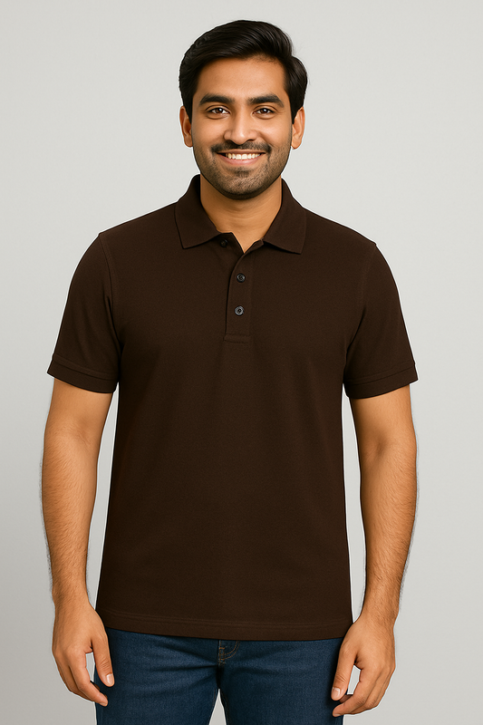 Men's Polo T Shirt Coffee Brown