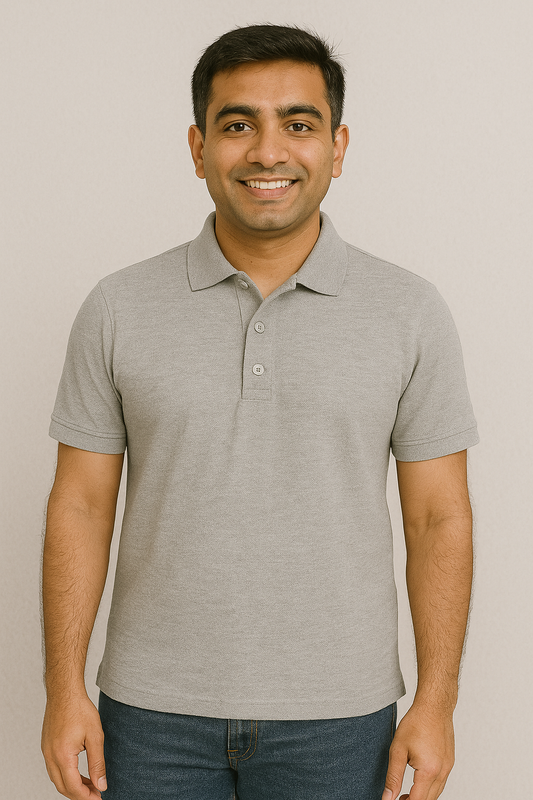Men's Polo T Shirt Grey Melange
