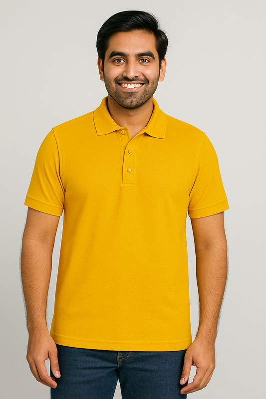 Men's Polo T Shirt Mustard Yellow