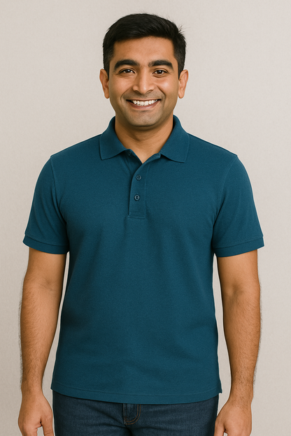 Men's Polo T Shirt Petrol Blue