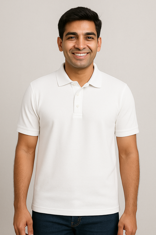 Men's Polo T Shirt White